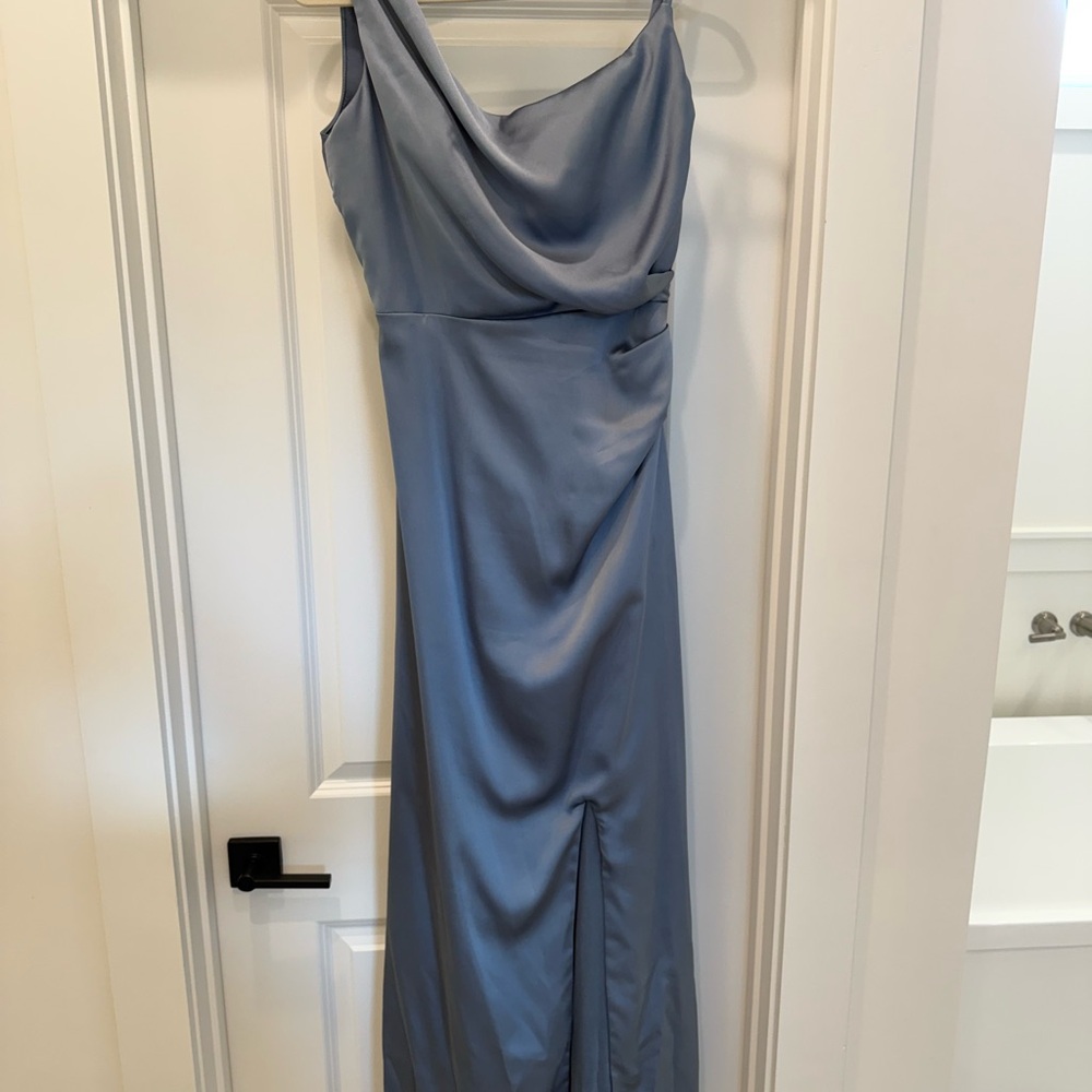 Revelry One Shoulder Gown in Soft Blue